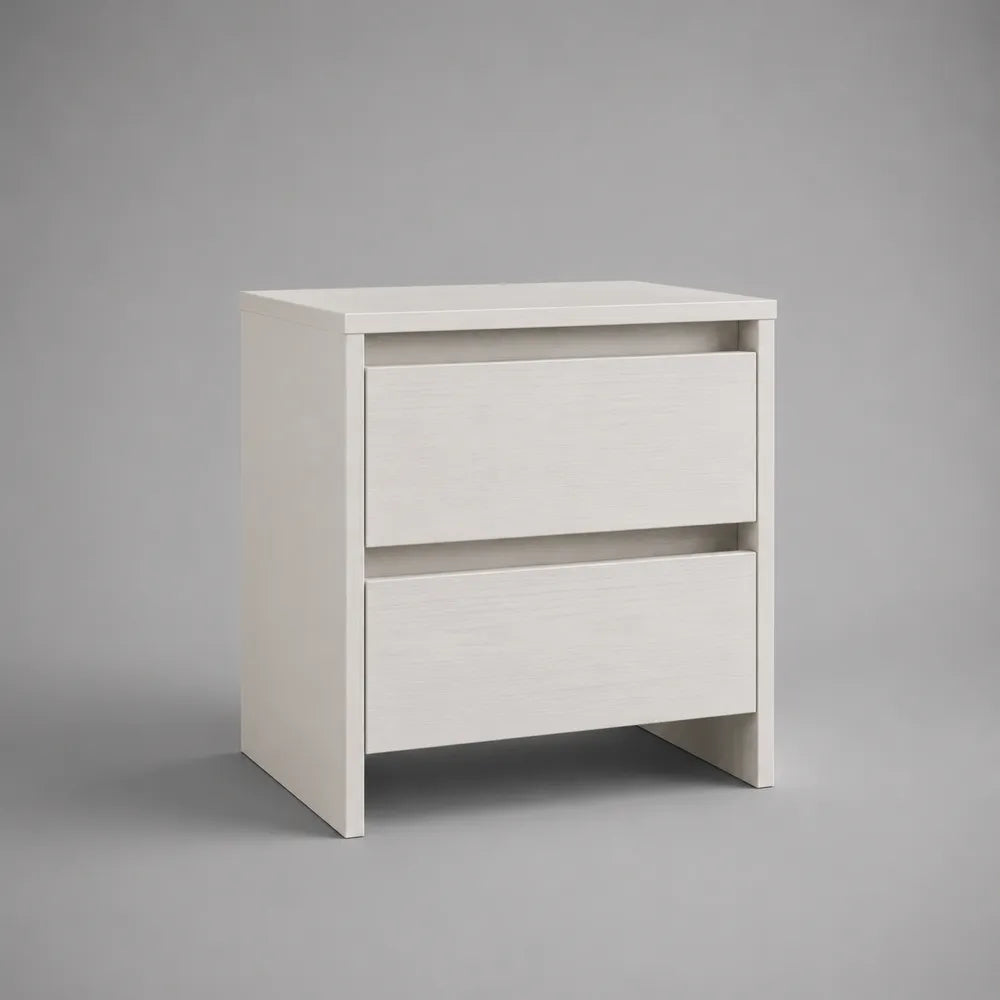Comodino con 2 cassetti in MDF bianco struttura rettangolare 50x40x55 cm