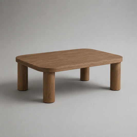 Tavolino da caffè rettangolare arrotondato in MDF effetto legno noce 120 x 70 x 35 cm