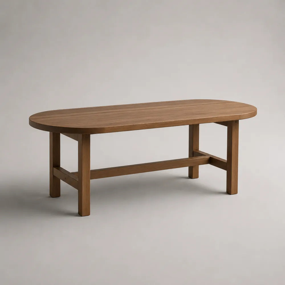 Tavolino da caffè ovale in MDF effetto legno marrone con gambe e struttura 120x60x45 cm