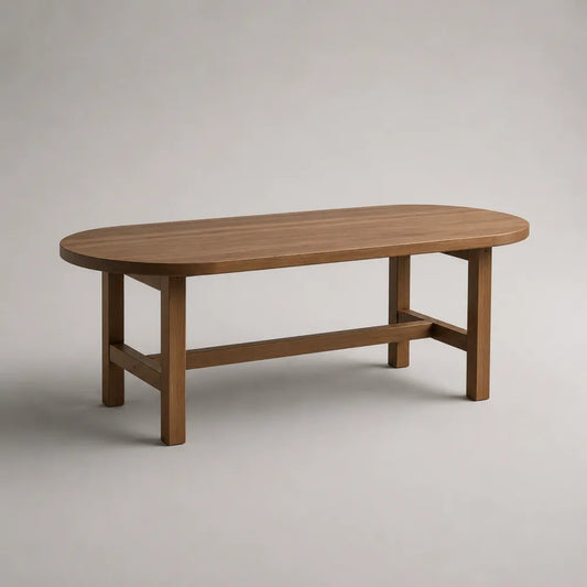 Tavolino da caffè ovale in MDF effetto legno marrone con gambe e struttura 120x60x45 cm