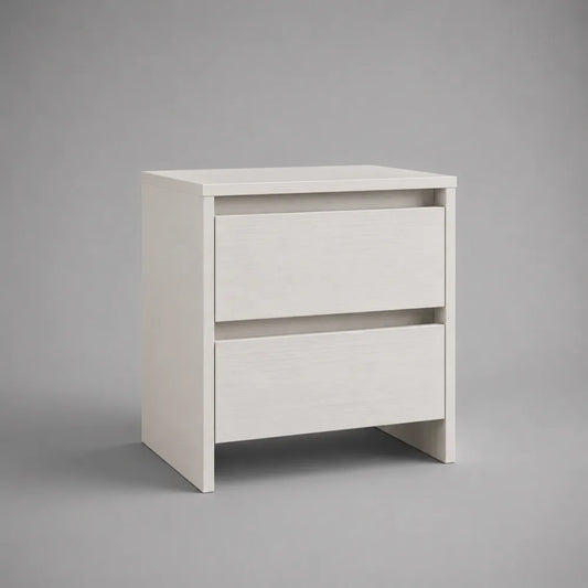 Comodino con 2 cassetti in MDF bianco struttura rettangolare 50x40x55 cm